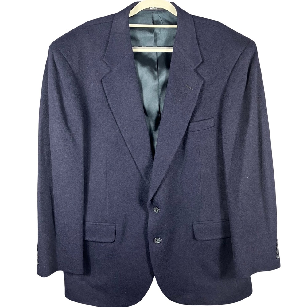 Woolrich Blazer Men 44L Navy Blue Wool Blend Two Button Sport Coat Jacket